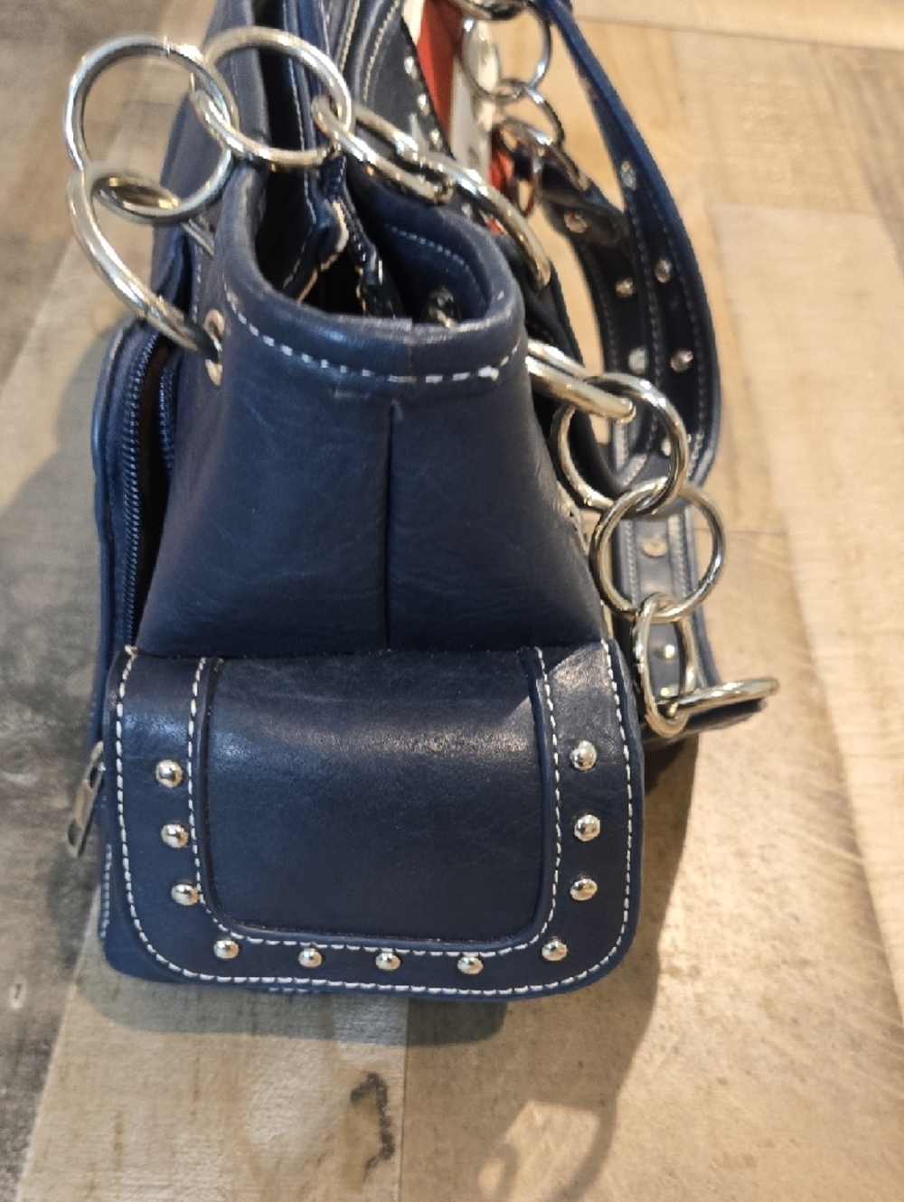 Patriotic Navy, Red & White Studded Handbag - Picture 7 of 9